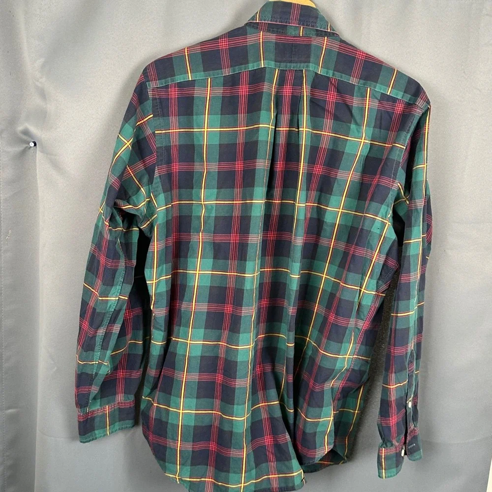 Polo Ralph Lauren Mens Large Classic Fit Plaid Button Down Shirt Green Red L